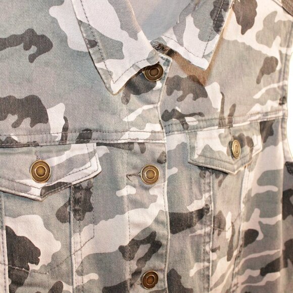 Turquoise Haven Grey Camo Denim Vest Small - Picture 3 of 6